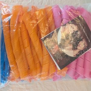 Vibrant Pink and Orange Hair Curlers